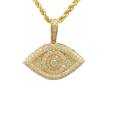 14k Rose Gold 1.00ct G SI1 Round Diamond Pave Set Evil Eye Pendant 1'x60'inch